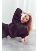 Loose, insulated sweatshirt with leggings, black FI693 - Online store - Boutique